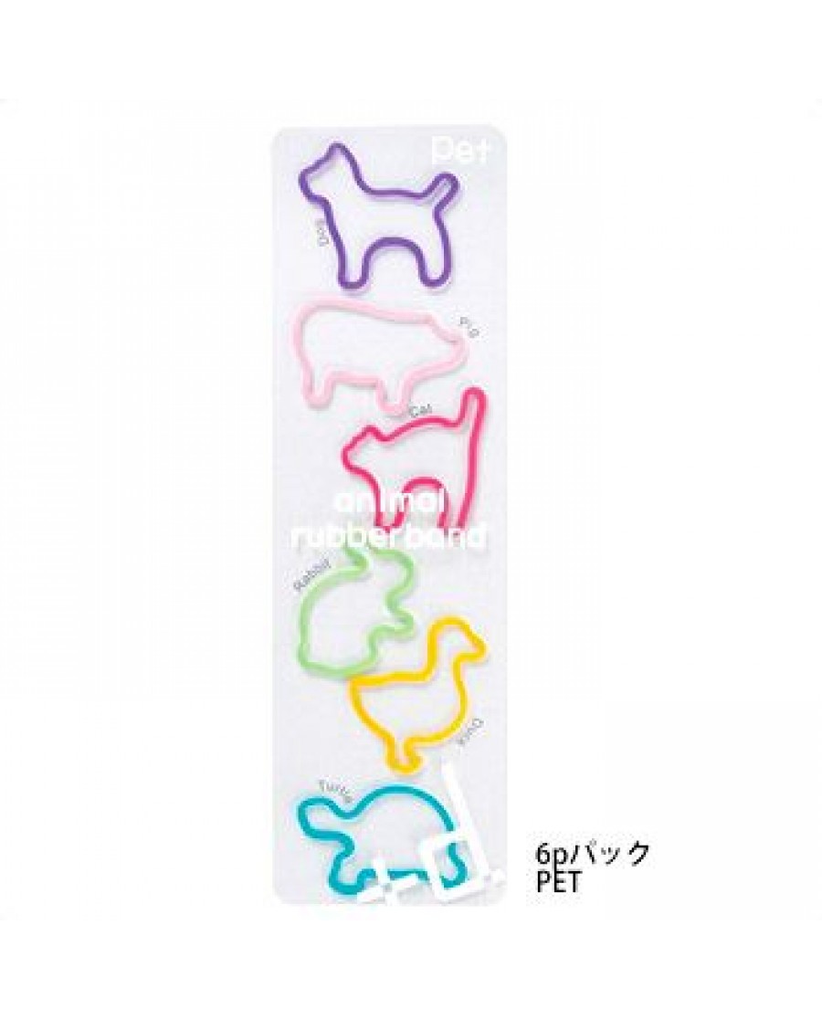 日本+d 動物橡皮筋袋裝（6只）-寵物